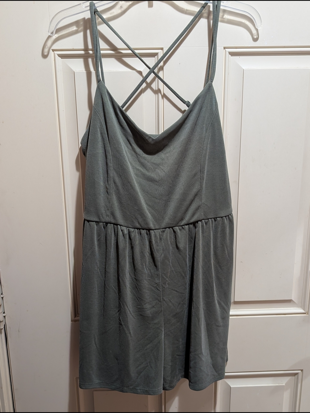 Women's Strappy Cowl-Neck Romper in Slate Green